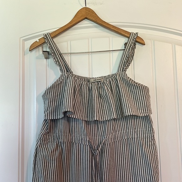 Zara Basic Boho Jumper Romper 100% Cotton Cropped Wide leg Size - Picture 3 of 9